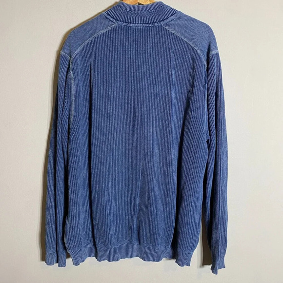 Tommy Bahama Jeans 1/4 Zip Ribbed Knit Pullover Sweater Men's XXL Blue Stretch - Picture 9 of 12